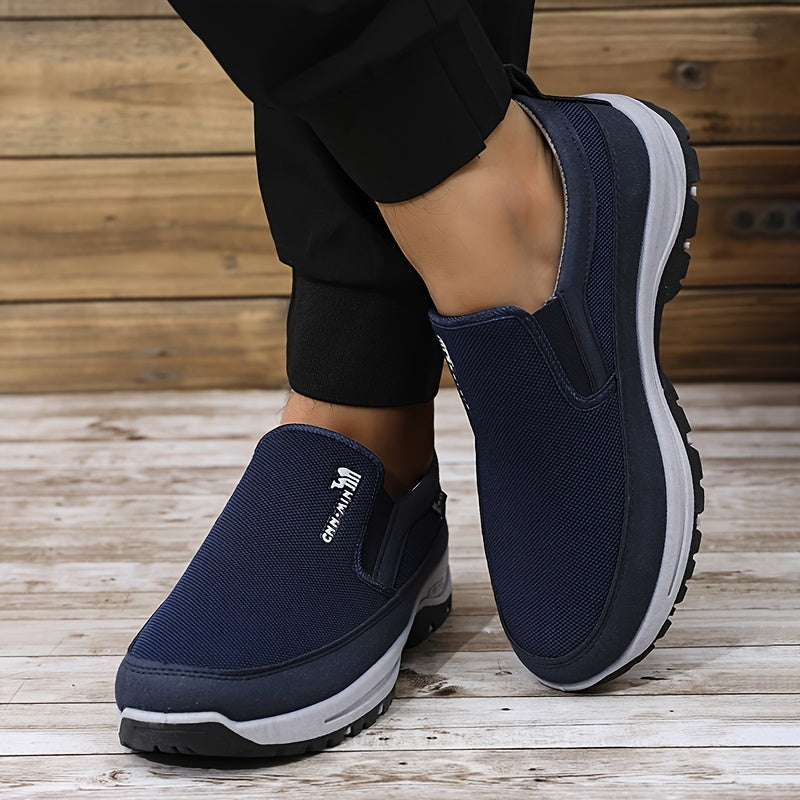 Loafers Masculinos de Sapato Único, Sapatos Casuais Planos para Primavera e Outono Confortáveis e Respiráveis para Caminhada, Sapatos de Negócios e Lazer Sem Cadarço para Homens de Meia-idade e Idosos