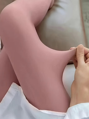 1 Par de Meias-Calças Femininas Elásticas, Leggings Transparentes de Cintura Alta, Meias Leves de Outono - Roupa Térmica Feminina