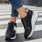 Women'S Stylish Black Sneakers with 2.76inch Insole - Non-Slip, All-Season Comfort, Motion-Control Support, Polyurethane Upper, Fabric Lining & Sole, Casual Elegance, Casual Footwear | Stylish Sneakers | Comfortable Footwear