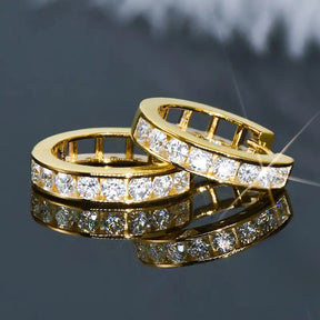 Brincos elegantes de círculo pequeno com incrustações de zircônia para mulheres e homens - Cobre de alta qualidade, prateado branco, perfeito para festas, uso diário e moda casual, brincos diários|Brincos clássicos|Embelezamento de zircônia