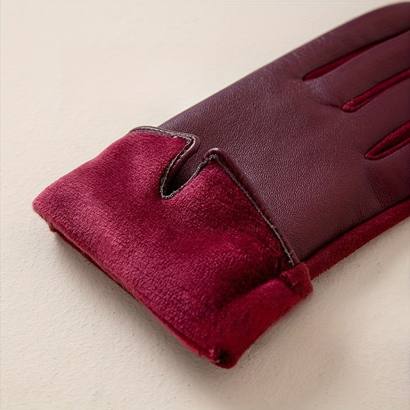 Luvas de Inverno Quentes em PU Couro com Toque na Tela - Punho Estilo - Compatíveis com Smartphone, Luvas para Dirigir no Frio, Design de Dedos Separados e Pulso Elástico para Uso com Smartphone, Atividades Casuais e ao Ar Livre (Branco/)