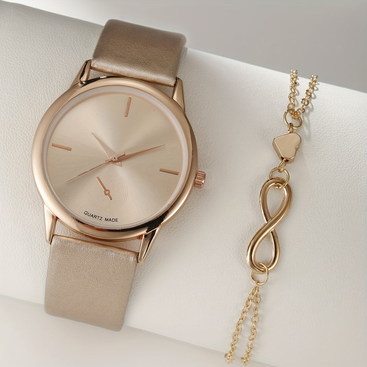 2peças Relógio Feminino Elegante e Estiloso + Conjunto de Pulseira Moderno, Presente Perfeito para Ela no Dia dos Namorados/Natal/Aniversário/Aniversário - A Escolha Definitiva