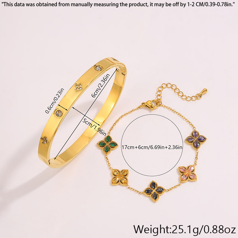 Conjunto de 2 Pulseiras ACNODE em Aço Inoxidável - Design Floral Elegante com Aplicações de Strass, Banhadas a Prata, Perfeitas para Deslocações Diárias e Festas, Presente Ideal para Homens, Acessórios de Festa|Conjunto de Pulseiras Florais|Pulseiras Duráveis