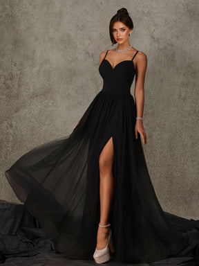 1 Peça Vestido de Noite Elegante Sereia para Mulheres - Vestido Longo Formal com Silhueta A-Line e Cauda de Sereia, Vestido de Festa de Casamento, Prom, Lavável à Mão, Cintura Ajustada e Alongada para Gala, Concerto, Cerimônia de Premiação