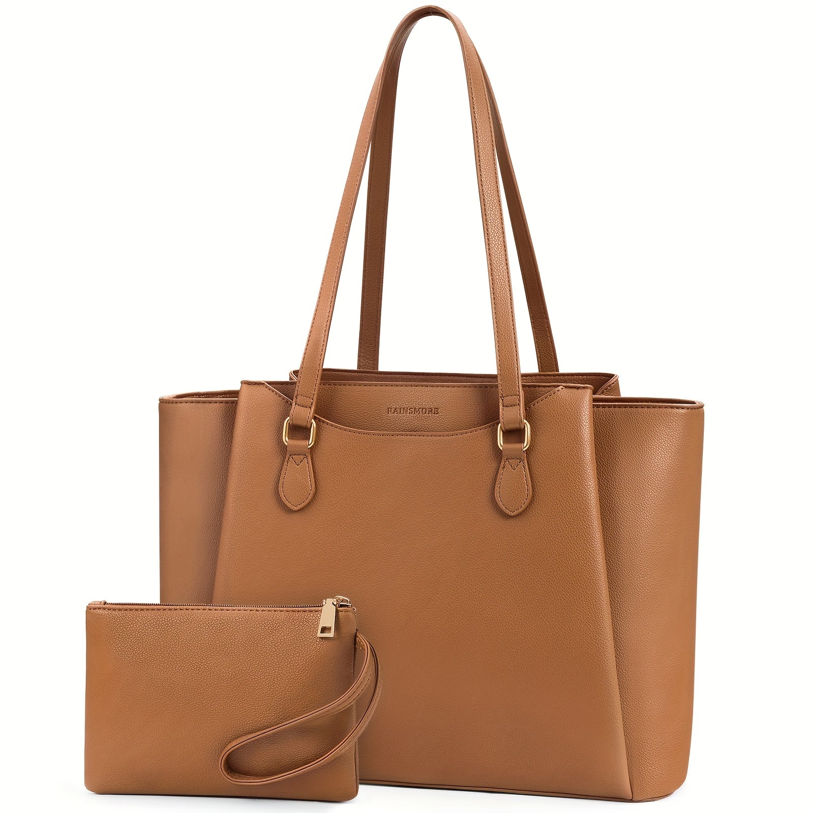 RAINSMORE Bolsa para Laptop (Feminina) 15.6 Polegadas - Mochila Profissional, Maleta de Computador, Pasta para Notebook Grande, Bolsa de Escritório e Viagem Preta