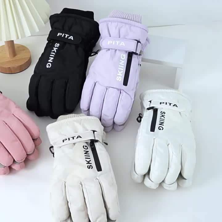 Luvas de Esqui Femininas para Inverno com Forro de Lã Espessado, Resistência a -20° C, Capacidade Touchscreen e Bolso de Armazenamento