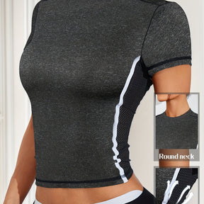 Elegant Mesh Yoga T-Shirt - Slim Fit & Breathable