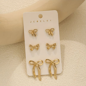 Conjunto de 6 peças de brincos de botão exquisitos e elegantes em forma de laço, conjunto clássico de brincos franceses para mulheres, design multi-estilo, joias elegantes e versáteis adequadas para uso diário, festas, encontros, casamentos e férias.