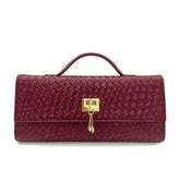 Elegante Bolsa Feminina em Bordô com Alça Destacável e Fecho Dourado - Clutch Versátil para Casamentos, Festas, Compras - Presente de Natal Durável para Ela