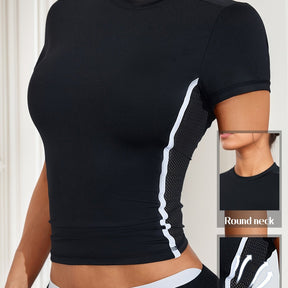 Elegant Mesh Yoga T-Shirt - Slim Fit & Breathable