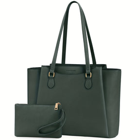 RAINSMORE Bolsa para Laptop (Feminina) 15.6 Polegadas - Mochila Profissional, Maleta de Computador, Pasta para Notebook Grande, Bolsa de Escritório e Viagem Preta