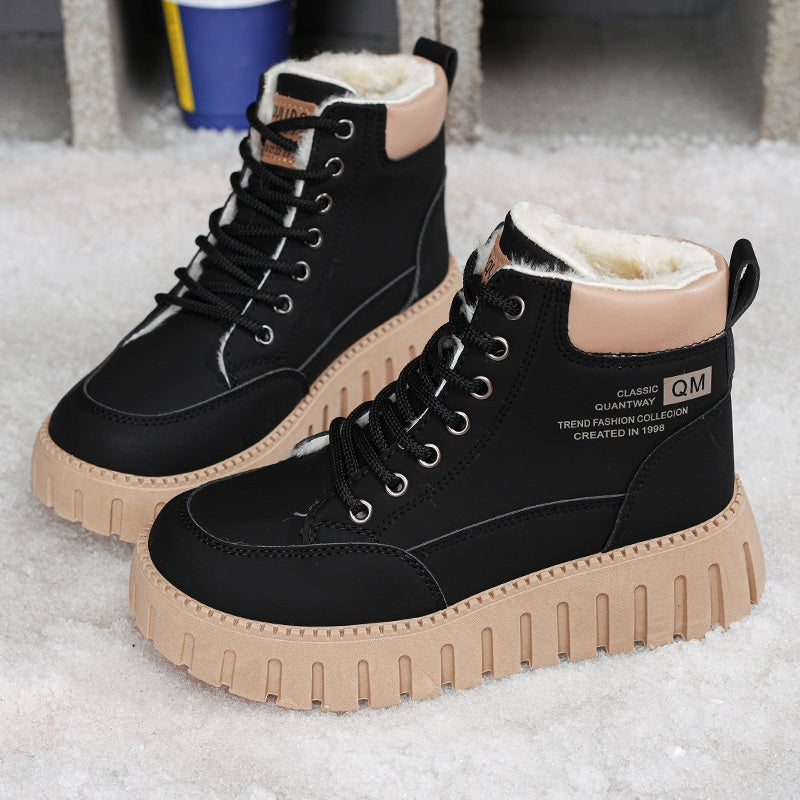 Botas de Neve Curtas Femininas 2025, Solado Grosso e Aconchegante para o Inverno - Estilo Moderno