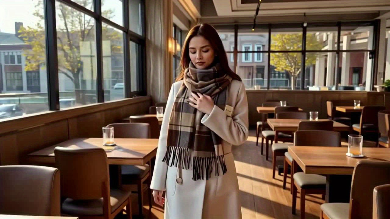 Lenço Vintage de Xadrez para Mulheres - Padrão Geométrico, Acessório de Inverno Quente e Elegante, Versátil para Vestidos Casuais ou Formais, Lavar à Mão ou Limpar a Seco, Perfeito para Outono e Inverno, Acessório de Moda de Inverno | Lenço Vintage de Xadrez | Textura, Lenço de Tartan Marrom, Lenço Marrom, Lenço para Mulheres (on /), Lenço de Inverno para Mulheres, Lenço Elegante para Mulheres, Lenço de Xadrez, Xaile para Mulheres, Lenços Elegantes para Mulheres, Bandana