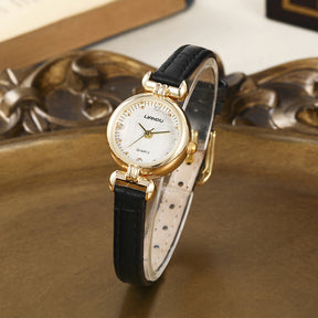 Relógio de Pulso Vintage Feminino, Mostrador Pequeno Redondo com Strass Elegante e Sofisticado para Uso Diário e Presentes Festivos, Relógio Antigo Para Mulheres, Com Bracelete Masculina ou Unissexo