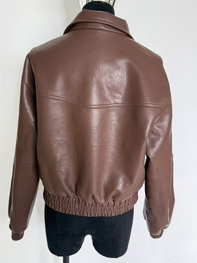 Casaco de Mulher em PU de Cor Sólida com Gola Alta e Bolso com Fecho, Estilo OUTTA BOX, Elegante e Casual, Doce e Cool, Adequado para Uso Diário, Festas, Outono e Inverno, Natal, Ano Novo.