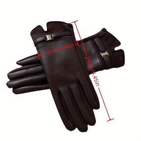 Luvas de Inverno Quentes em PU Couro com Toque na Tela - Punho Estilo - Compatíveis com Smartphone, Luvas para Dirigir no Frio, Design de Dedos Separados e Pulso Elástico para Uso com Smartphone, Atividades Casuais e ao Ar Livre (Branco/)