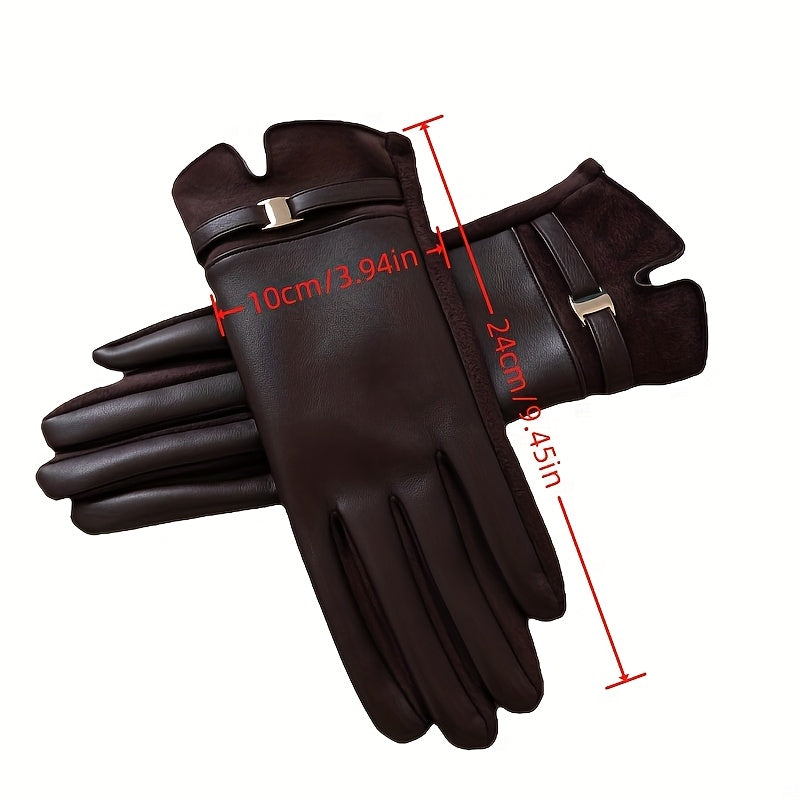 Luvas de Inverno Quentes em PU Couro com Toque na Tela - Punho Estilo - Compatíveis com Smartphone, Luvas para Dirigir no Frio, Design de Dedos Separados e Pulso Elástico para Uso com Smartphone, Atividades Casuais e ao Ar Livre (Branco/)