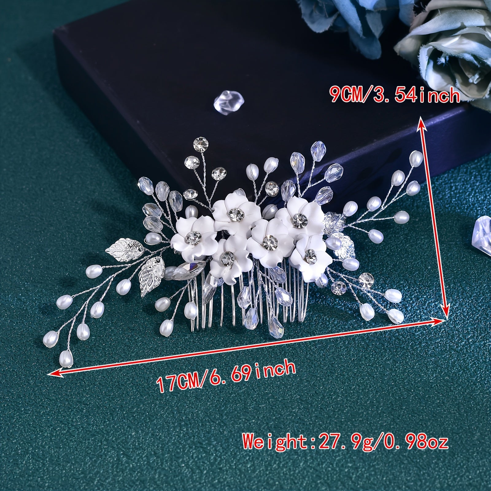 Pente de cabelo de noiva floral artesanal elegante com contas e pérolas brilhantes - Acessório de cabelo de noiva em resina de estilo doce para noivas e eventos formais, Acessórios de cabelo de noiva, Traje para noiva, Pente para cabelo de noiva/mulher, Tiara para noiva, Pente elegante para cabelo de noiva, Pente floral para cabelo de noiva, Acessório de cabelo de noiva, Coroa de noiva elegante, Coroa para mulheres, Acessórios de noiva, Acessório de casamento