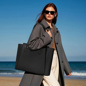 RAINSMORE Bolsa para Laptop (Feminina) 15.6 Polegadas - Mochila Profissional, Maleta de Computador, Pasta para Notebook Grande, Bolsa de Escritório e Viagem Preta