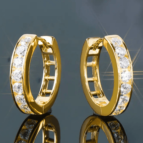 Brincos elegantes de círculo pequeno com incrustações de zircônia para mulheres e homens - Cobre de alta qualidade, prateado branco, perfeito para festas, uso diário e moda casual, brincos diários|Brincos clássicos|Embelezamento de zircônia