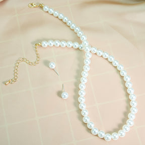 3 Peças Conjunto Elegante de Pérolas Imitação para Mulheres - Colar e Brincos Ajustáveis com Múltiplas Pérolas Imitação, Pérola Branca Falsa, Colar Minimalista para Casamento/Festa/Dia a Dia, Presente para Esposa, Namorada, Mãe (Luxo Acessível)