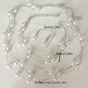 1 conjunto de trio de joias feminino: colar, brincos e pulseira imitação