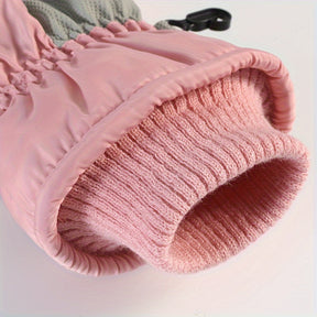 Luvas de Esqui Femininas para Inverno com Forro de Lã Espessado, Resistência a -20° C, Capacidade Touchscreen e Bolso de Armazenamento