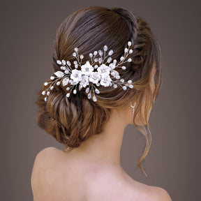 Pente de cabelo de noiva floral artesanal elegante com contas e pérolas brilhantes - Acessório de cabelo de noiva em resina de estilo doce para noivas e eventos formais, Acessórios de cabelo de noiva, Traje para noiva, Pente para cabelo de noiva/mulher, Tiara para noiva, Pente elegante para cabelo de noiva, Pente floral para cabelo de noiva, Acessório de cabelo de noiva, Coroa de noiva elegante, Coroa para mulheres, Acessórios de noiva, Acessório de casamento