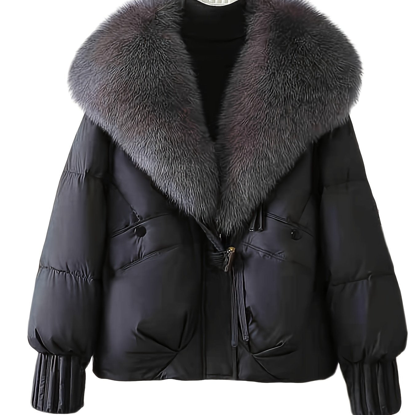 Elegant Oversized Winter Coat with Removable Hood
