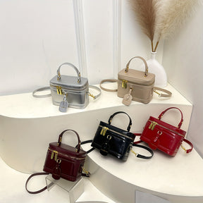 Mala de ombro feminina com alça removível - Bolsa de mão com fecho de correr, bolsa de maquilhagem com fecho de correr dourado e alça removível - Caixa de armazenamento de cosméticos portátil para, feita de material sintético durável, para batons e ferramentas de beleza, com design de pega resistente.