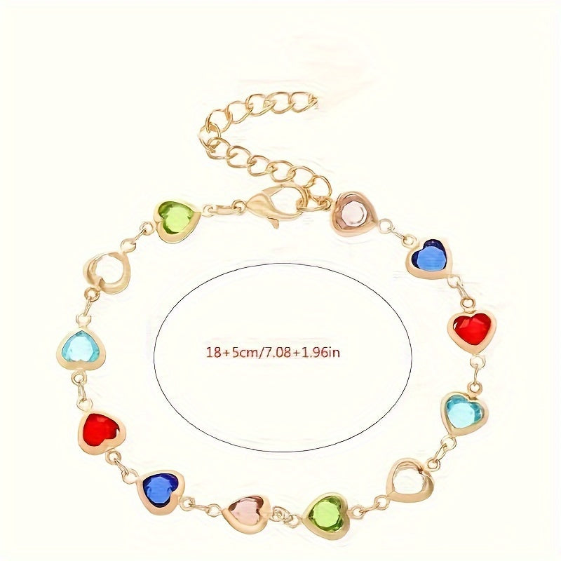 1peça Pulseira de Coração de Cubo Colorido e Brilhante em Aço Inoxidável Elegante, Joias de Contas Delicadas para Uso Diário, Acessório de Festa, Estilo Vintage, Ideal para Presente de Dia dos Namorados - Compatível com Todas as Estações