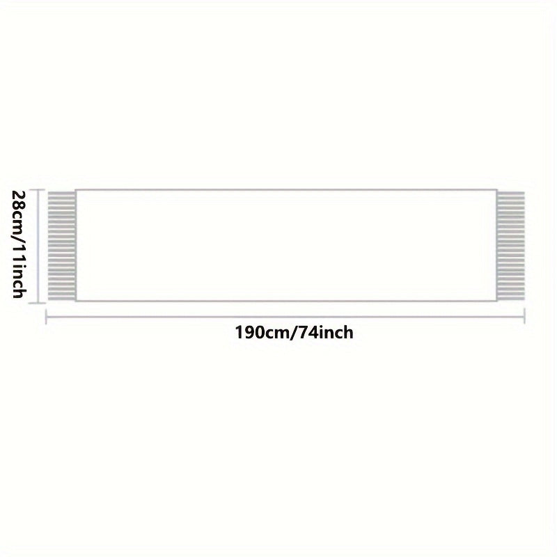 Cachecol Elegante e Grosso de Inverno com Franja Estilo Poodle - Envoltório Macio à Prova de Vento Listrado, Acessório Luxuoso para Clima Frio, Presente Ideal para Natal & Ano Novo (Branco) - Lavável na Mão