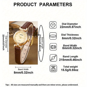 Relógio de Pulso Vintage Feminino, Mostrador Pequeno Redondo com Strass Elegante e Sofisticado para Uso Diário e Presentes Festivos, Relógio Antigo Para Mulheres, Com Bracelete Masculina ou Unissexo