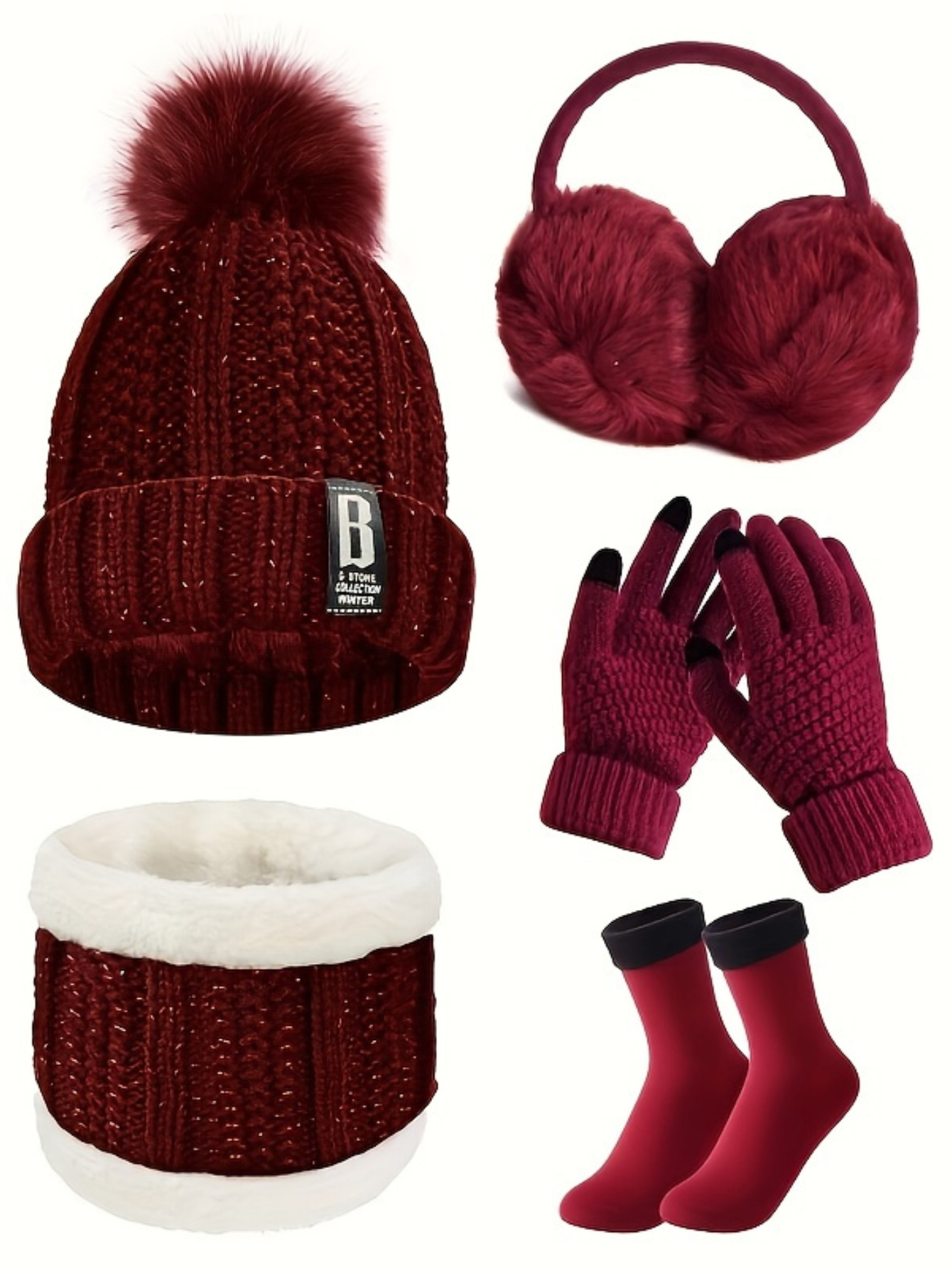 Elegant Winter Sportswear Set: 5-Piece Outdoor Essentials