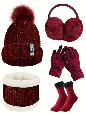 Elegant Winter Sportswear Set: 5-Piece Outdoor Essentials