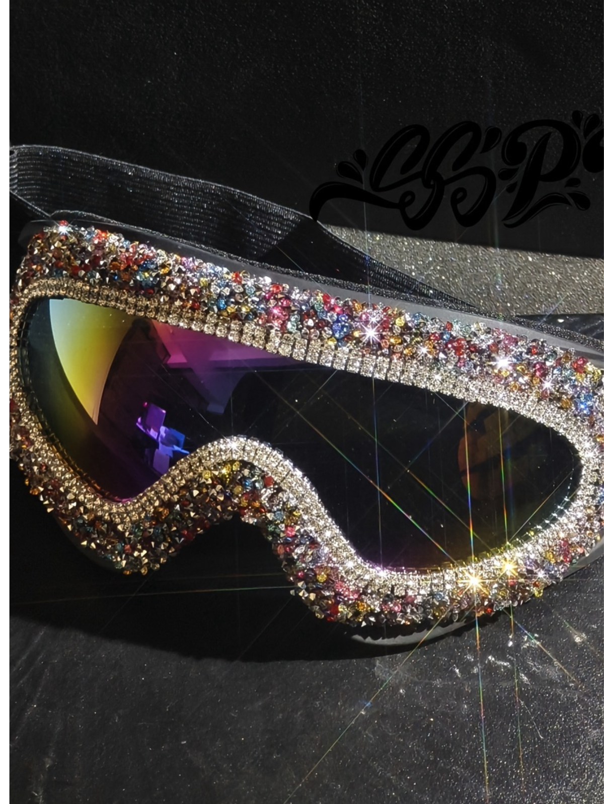 Glamorous Women's Ski Goggles with Dazzling Rhinestones