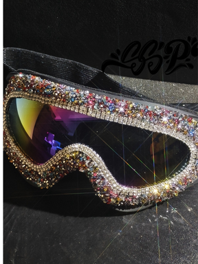Glamorous Women's Ski Goggles with Dazzling Rhinestones
