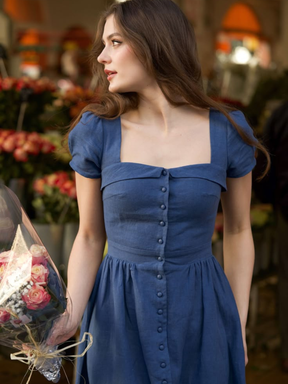 Elegant Vintage Linen Summer Dress