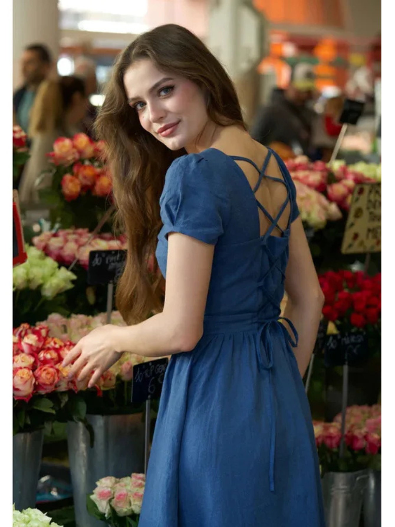 Elegant Vintage Linen Summer Dress