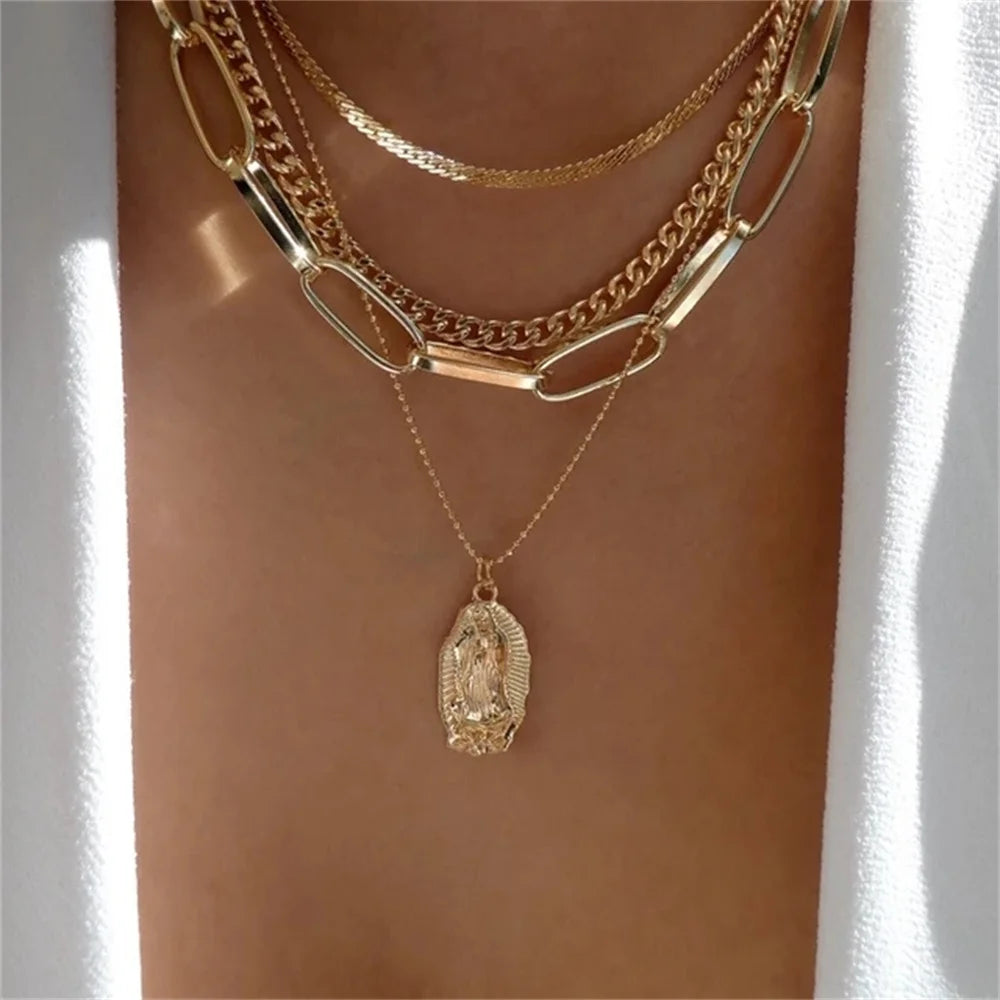 Elegant Boho Multi-Layer Heart Necklace Set