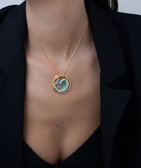 Oceanic Blue Wave Resin Necklace - Elegance Meets Nature