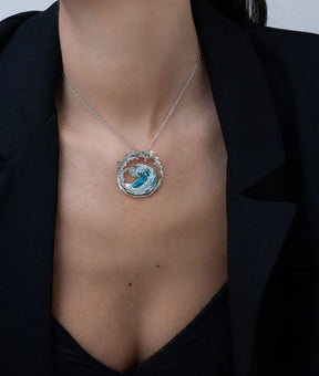 Oceanic Blue Wave Resin Necklace - Elegance Meets Nature