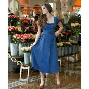 Ele Vintage Pure Linen Dr Square Collar ort Sve Chinese French Sle Women's Summer Thiened Mid-Waist Gown