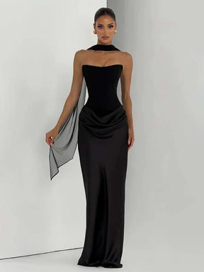 Townlike Patchwork Slim Bodycon Maxi Long Dress Women 2026 Spring Summer Dress Ribbon Evening Nightclub Sexy Party Dresses