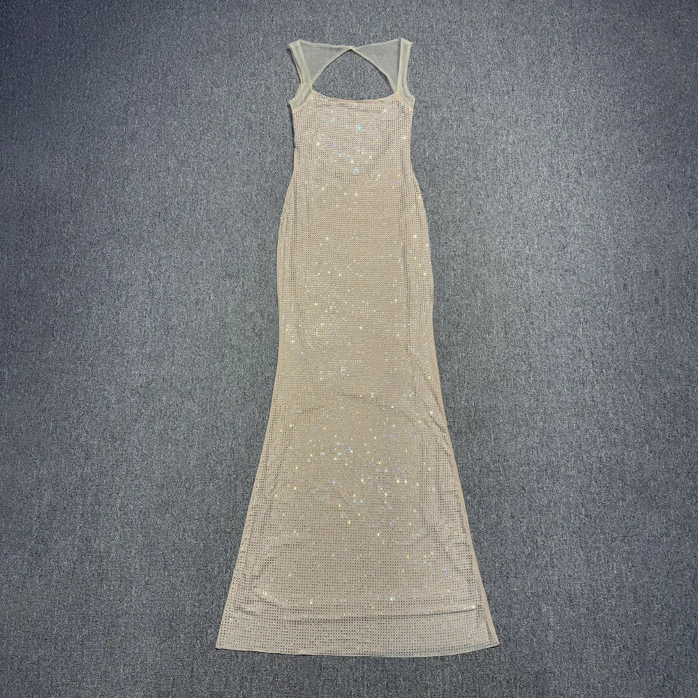 Timeless Elegance: Backless Rhinestone Gown