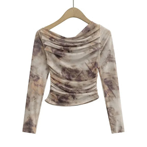 The Kinetic Muse: 3D-Print Mesh Off-Shoulder Crop Top