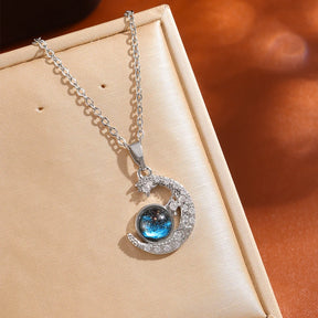 Celestial Elegance: Gold Planet & Moon Necklace