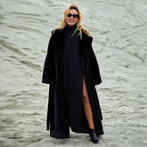 Elegant Off-White Double Breasted Furry Coat