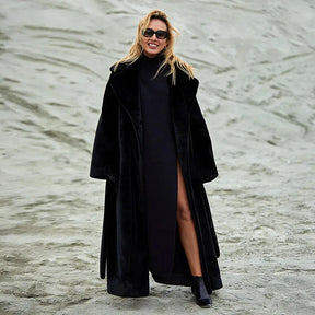 Elegant Off-White Double Breasted Furry Coat