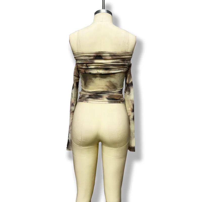 The Kinetic Muse: 3D-Print Mesh Off-Shoulder Crop Top